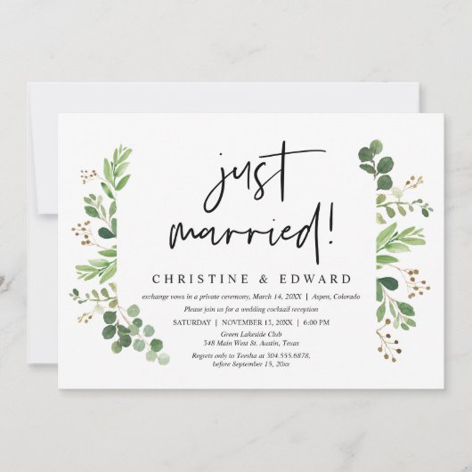 Nur verheiratet, Hochzeitsfeier Party Einladung (Vorderseite)