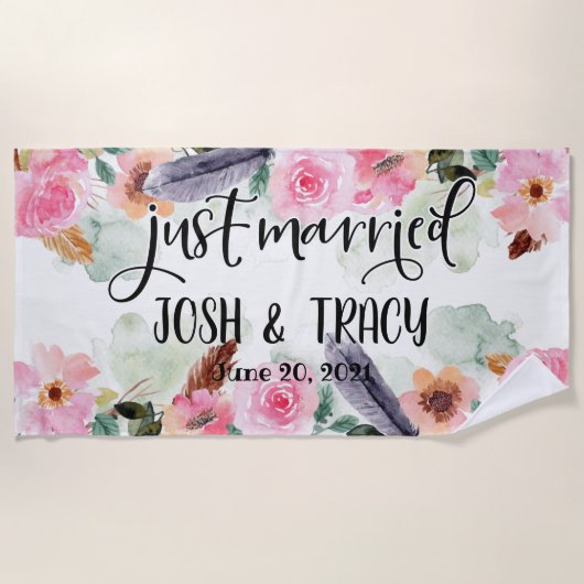 Nur verheiratet, Hochzeitsprichwörter, Foto-Prophe Strandtuch (Vorderseite)