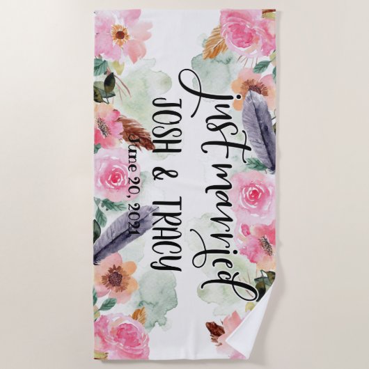 Nur verheiratet, Hochzeitsprichwörter, Foto-Prophe Strandtuch (Vorderseite)