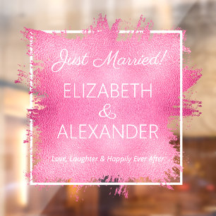 Nur verheiratet! Hot Pink Imitats Foil Fensteraufkleber