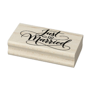 Nur verheiratet in Black Lines Silhouette Gummistempel