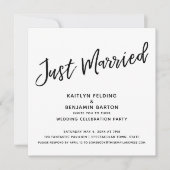 Nur verheiratet Lässige Handschrift Hochzeit Empfa Einladung (Vorderseite)