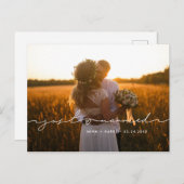 Nur verheiratet Minimalistisches, modernes handges Ankündigungspostkarte (Vorne/Hinten)