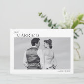 Nur verheiratet Modernes Schwarz-Weiß-Foto Ankündigung (Stehend Vorderseite)