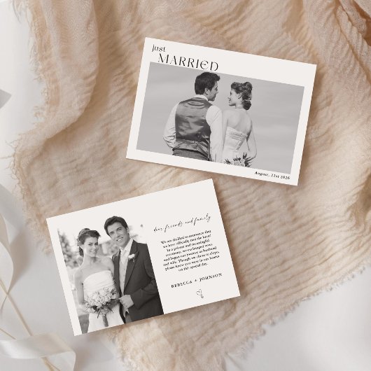 Nur verheiratet Modernes Schwarz-Weiß-Foto Ankündigung