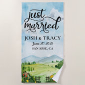 Nur verheiratet, Mr. und Mrs., neu verheiratet, Fl Strandtuch (Vorderseite)