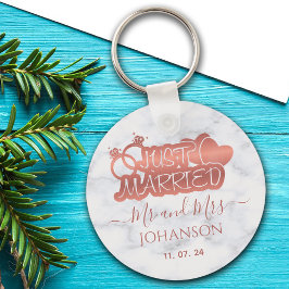 Nur verheiratet Mr. und Mrs. Rose Gold Weißmarmor Schlüsselanhänger