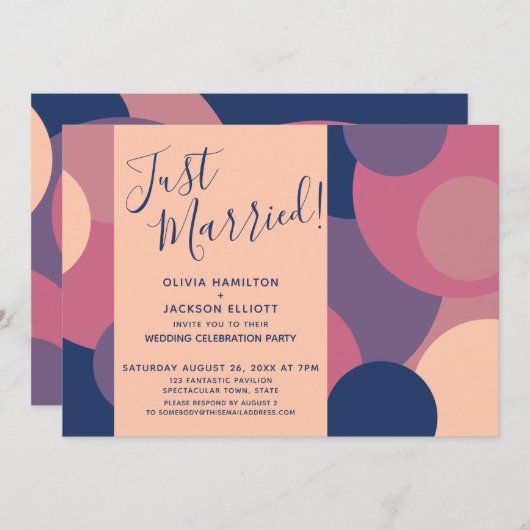 Nur verheiratet! Nur Empfang mit farbigen Kreisläu Einladung (Vorne/Hinten)