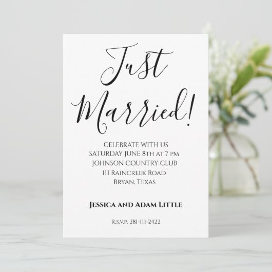 Nur verheiratet Personalisierte Hochzeitseinladung Einladung (Stehend Vorderseite)