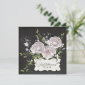 Nur verheiratet! Romantische Blumen Elegante Post Einladung (Stehend Vorderseite)