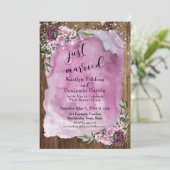 Nur verheiratet rustikale Wasserfarben Floral & Li Einladung (Stehend Vorderseite)