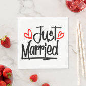 Nur verheiratet Schwarz-Weiß-Hochzeit Ankündigung Serviette (Beispiel)