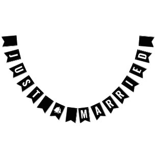 Nur verheiratet Schwarz-weiß modern Minimalistisch Wimpelkette
