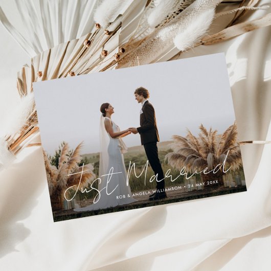 Nur verheiratet Thin Script Hochzeitsankündigung Dankeskarte