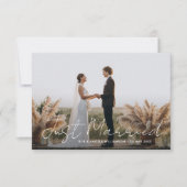 Nur verheiratet Thin Script Hochzeitsankündigung Dankeskarte (Vorderseite)