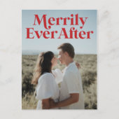 Nur verheiratet Weihnachten Urlaub Rot Moderne Postkarte (Vorderseite)