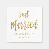Nur verheiratet White and Gold Foil Napkins Serviette (Vorderseite)