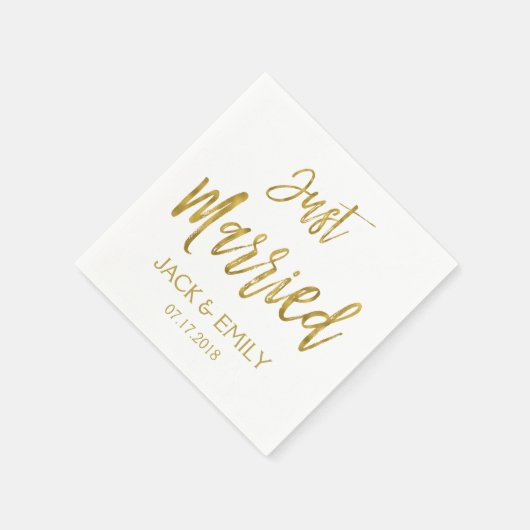 Nur verheiratet White and Gold Foil Napkins Serviette (Ecke)