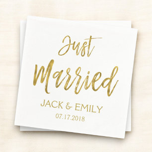 Nur verheiratet White and Gold Foil Napkins Serviette