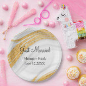 Nur verheiratet White und Gold Agate Pappteller (Party)