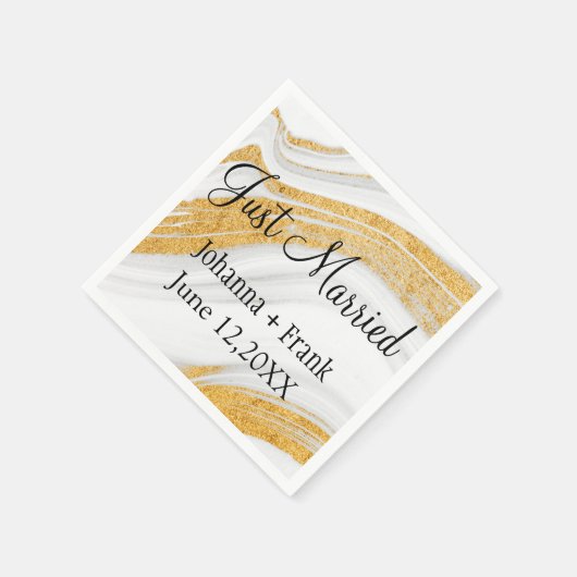 Nur verheiratet White und Gold Agate Serviette (Ecke)