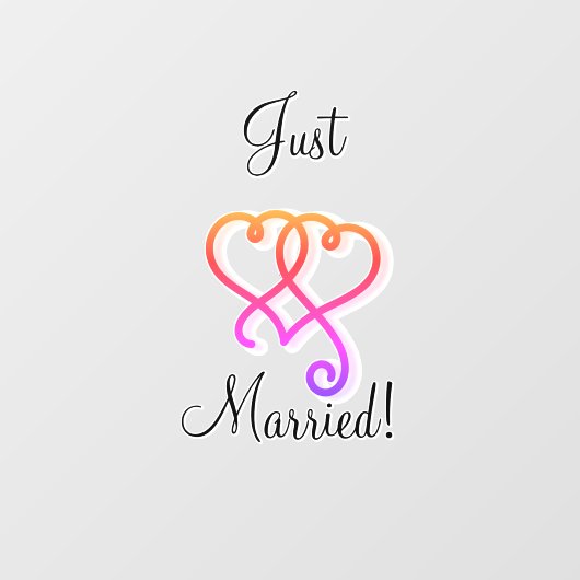 Nur verheiratet zwei miteinander verbundene Wirble Fensteraufkleber (Blatt)