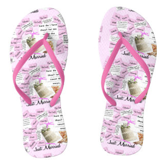 Nur verheiratete Flip Flops aus Rosa und Weiß Badesandalen