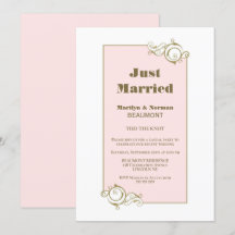 Nur verheiratete Gold Frame Rosa Hochzeitsempfang