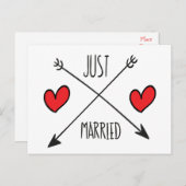 Nur verheiratete Herz und Pfeil Hochzeit Postkarte (Vorne/Hinten)