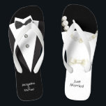 Nur verheiratete Hochzeit Braun & Groom Badesandalen<br><div class="desc">Nur verheiratete Braut und Hochzeit Flip Flops</div>