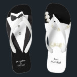 Nur verheiratete Hochzeit Braun & Groom Badesandalen<br><div class="desc">Nur verheiratete Braut und Hochzeit Flip Flops</div>