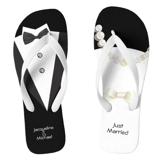 Nur verheiratete Hochzeit Braun & Groom Badesandalen (Fußbett)