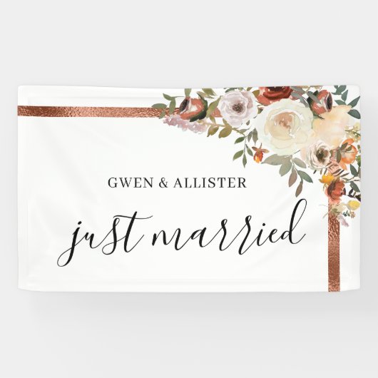 Nur verheiratete Hochzeit im Herbst Auto Dekoratio Banner (Horizontal)