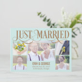 Nur verheiratete Hochzeitsankündigung - Blau Einladung (Stehend Vorderseite)