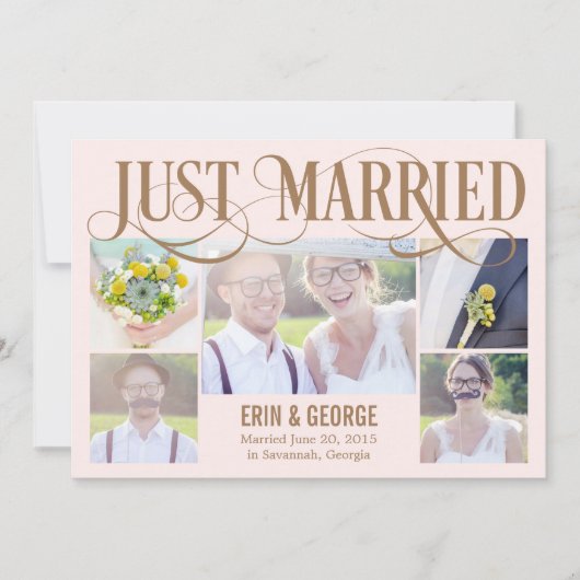 Nur verheiratete Hochzeitsankündigung - Rosa Einladung (Vorderseite)