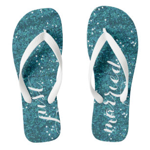 Nur verheiratete Hochzeitskippen (Türkis) Badesandalen