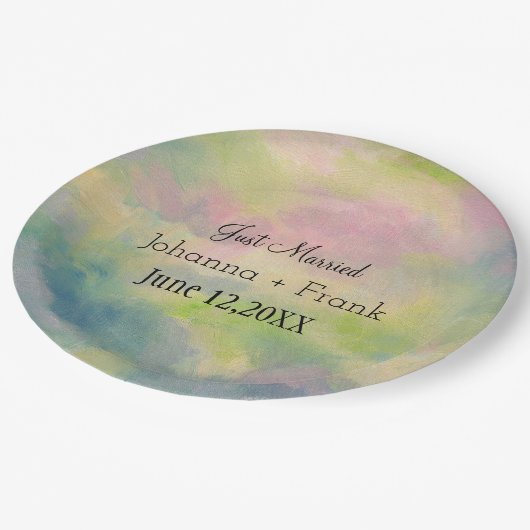 Nur verheiratete Pastelle Pappteller (Schrägansicht)