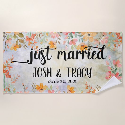 Nur verheiratete personalisierte Namen Strandtuch (Vorderseite)