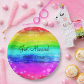 Nur verheiratete Regenbogenfarben Pappteller (Party)