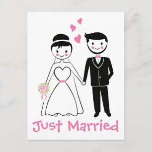 Nur verheiratete Rosa-Bride-Hochzeit Ankündigungspostkarte