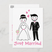 Nur verheiratete Rosa-Bride-Hochzeit Ankündigungspostkarte (Vorne/Hinten)