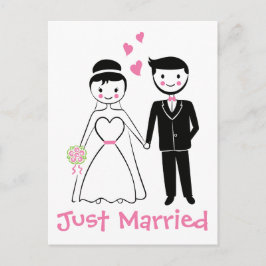 Nur verheiratete Rosa-Bride-Hochzeit Ankündigungspostkarte