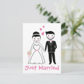 Nur verheiratete Rosa-Bride-Hochzeit Ankündigungspostkarte (Stehend Vorderseite)