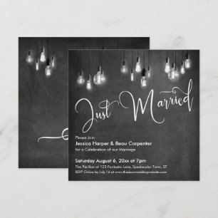 Nur verheiratete Typografie, Edison Lights, Chalkb Einladung