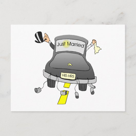 Nur verheiratetes Auto Ankündigungspostkarte (Vorderseite)