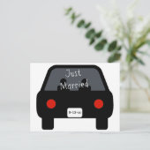 Nur verheiratetes Auto Ankündigungspostkarte (Stehend Vorderseite)