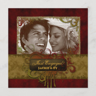 Nur Verlobte Hochzeitsankündigung Red Green Grunge Ankündigung