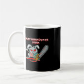 Nur Verrückte Hier Funny Rabbit mit Chainsaw Gesch Kaffeetasse (Links)