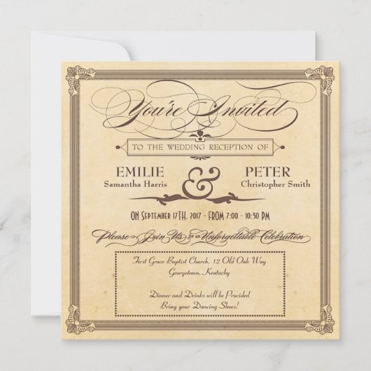 Nur Vintage Poster Creme & Brown Empfang (Vorderseite)