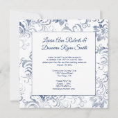 Nur Vintager dunkelblauer Damaskus-Overlay-Empfang Einladung (Vorderseite)